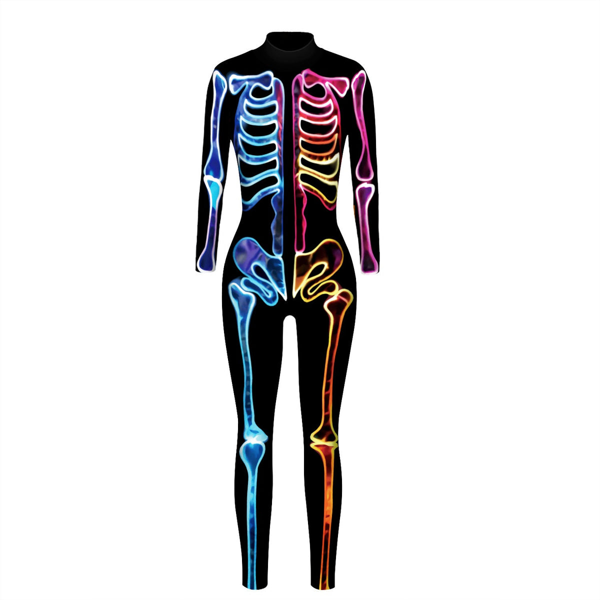 Skeleton Digital Women's Printed Wear Tight Long Sleeve Jumpsuit