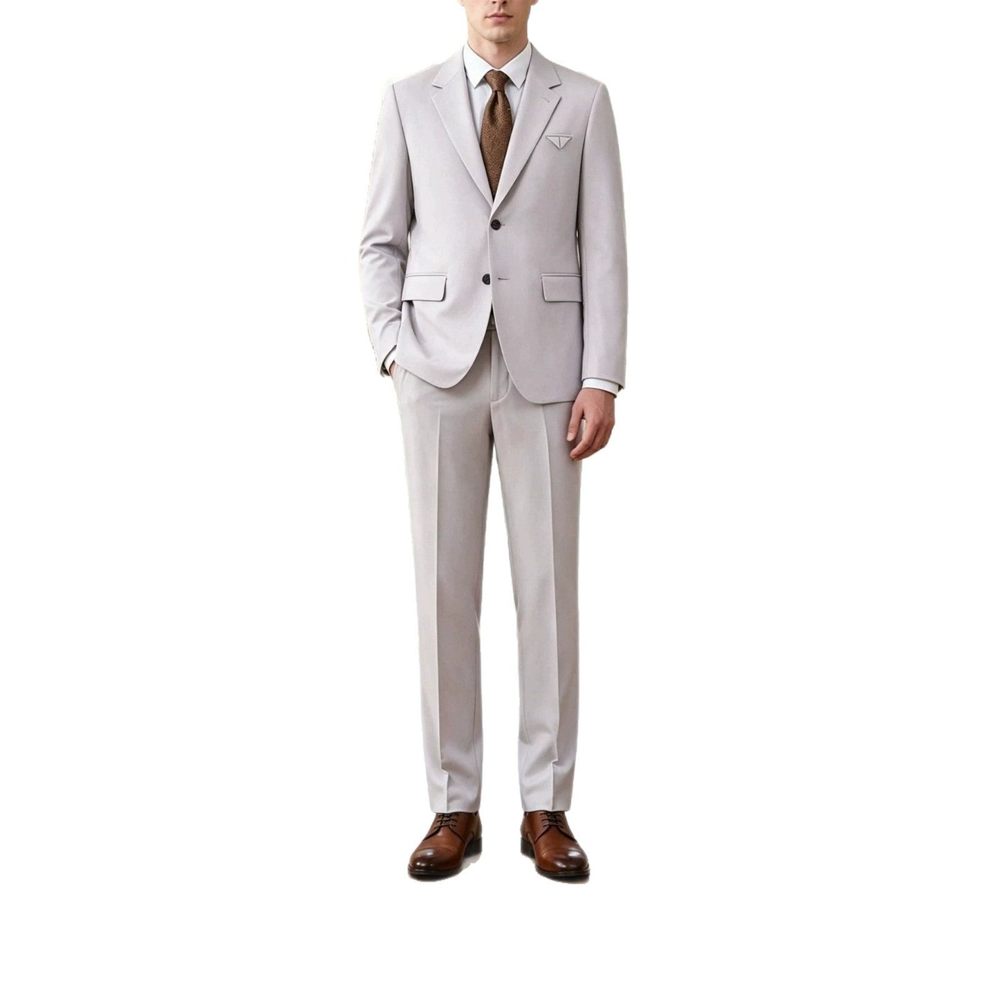 Mens Solid-Color Suit Business Formal Attire Set