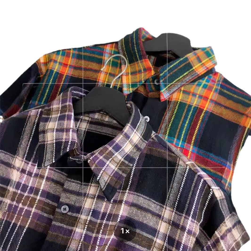 New Japanese-style Retro Color-block Design Loose-fit Shirt