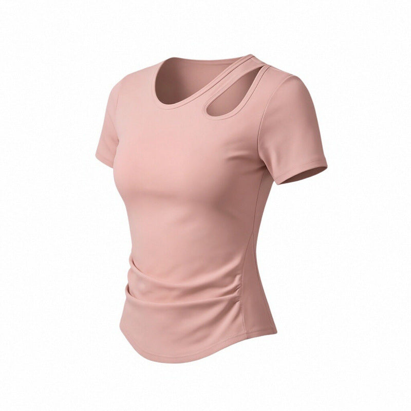 Womens Off-shoulder Hollow-out Short-sleeve Top