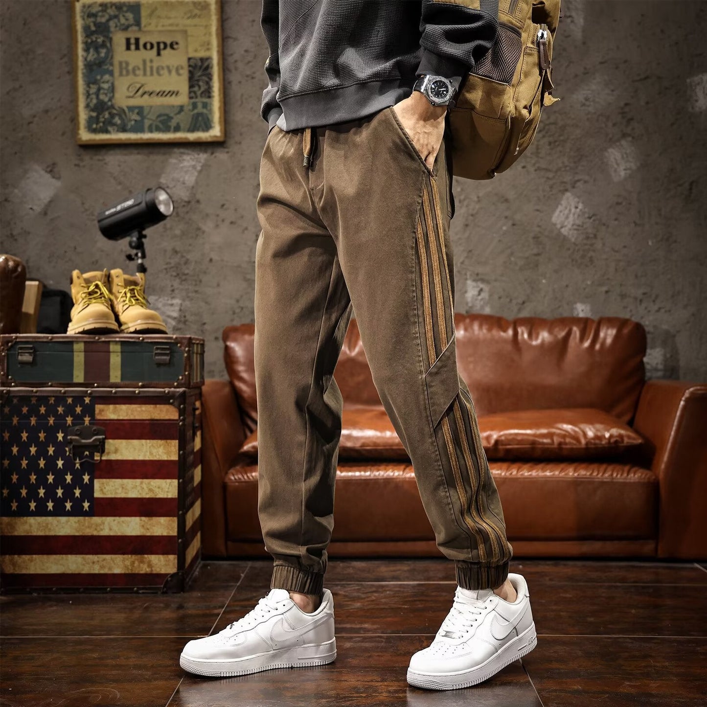 Mens Loose Fit Trendy AnkleTightening Pants