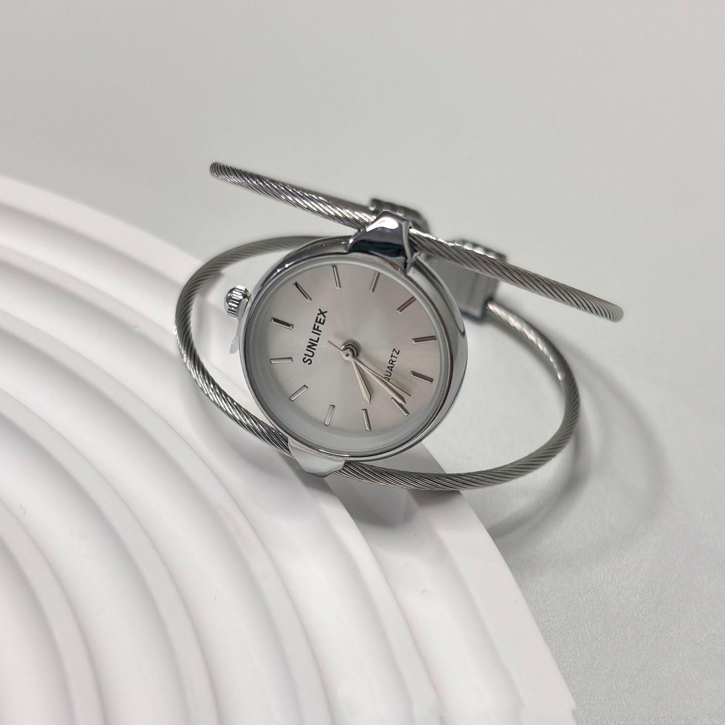 Womens Minimalist Open Bangle Watch