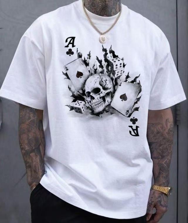 Fashionable 3D Letter-Print Mens Casual T-Shirt