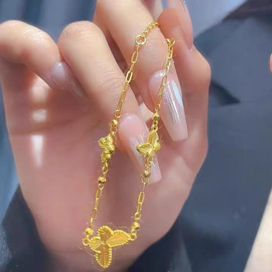 Womens Gold Laser Butterfly Bracelet