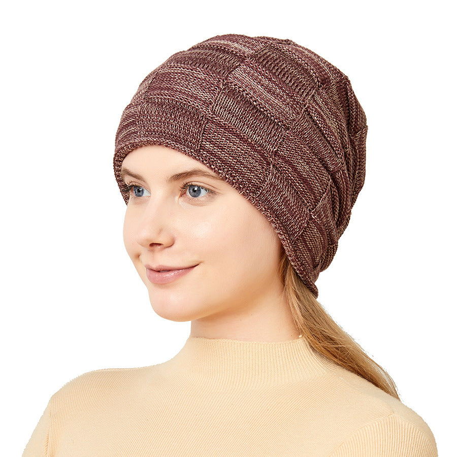 Mens Winter Knitted Hat Couples Style Warm Fleece-Lined Ear-Protecting Wool Cap
