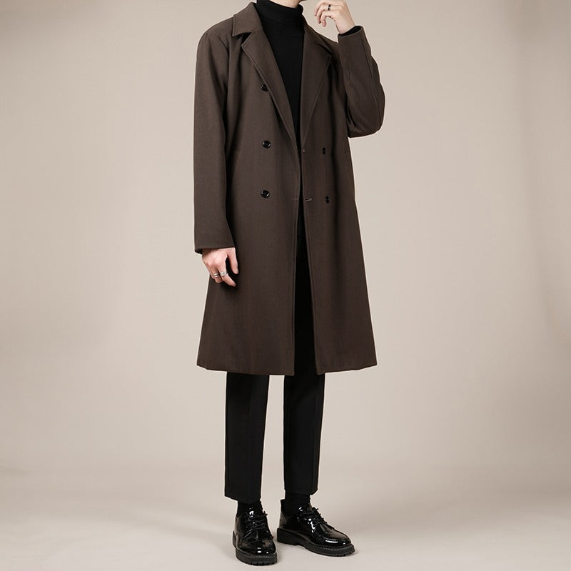 Autumn And Winter Trench Men's Mid-length Woolen Korean Coat
