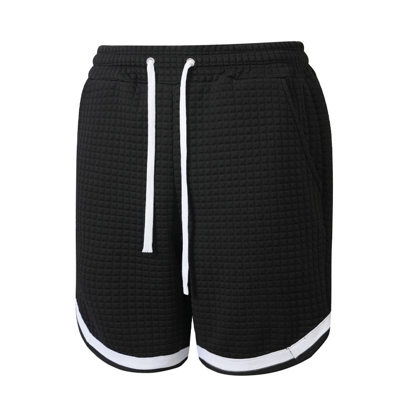 Mens Sporty Plaid-Panel Short Shorts