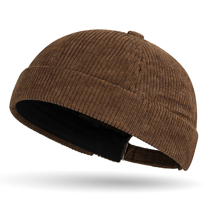 Spring Autumn And Winter Solid-Color Coarse-Woven Corduroy Bucket Hat