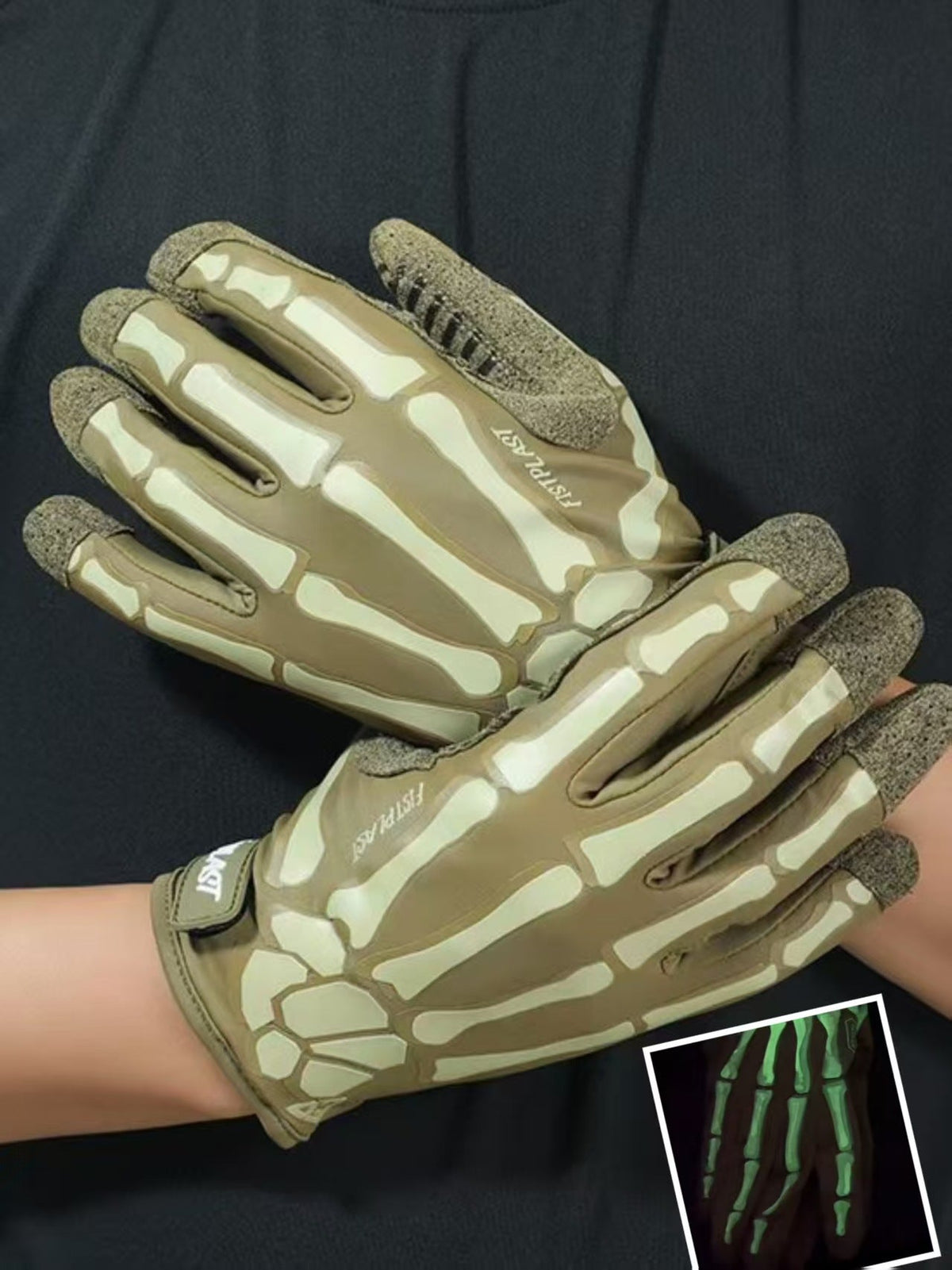 Skull Luminous Outdoor Non-slip Wear-resistant Full Finger Touch Screen Riding Gloves
