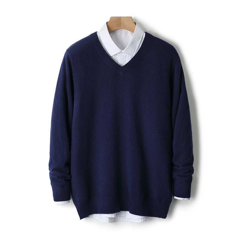 V-neck Cashmere Sweater Loose Fit Extra Thick