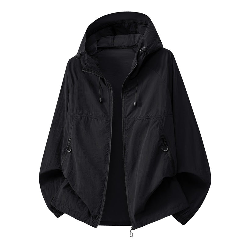 Mens Summer Hooded Sun-Protective Lightweight Jacket