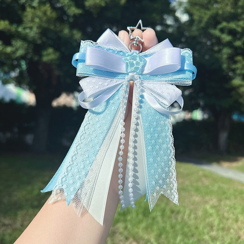 Valley Beauty Support Fan Bow-Knot Keychain Bag Charm