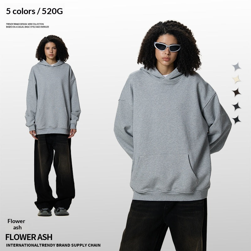 Mens Relaxed American-Style Hooded Casual Sweatshirt