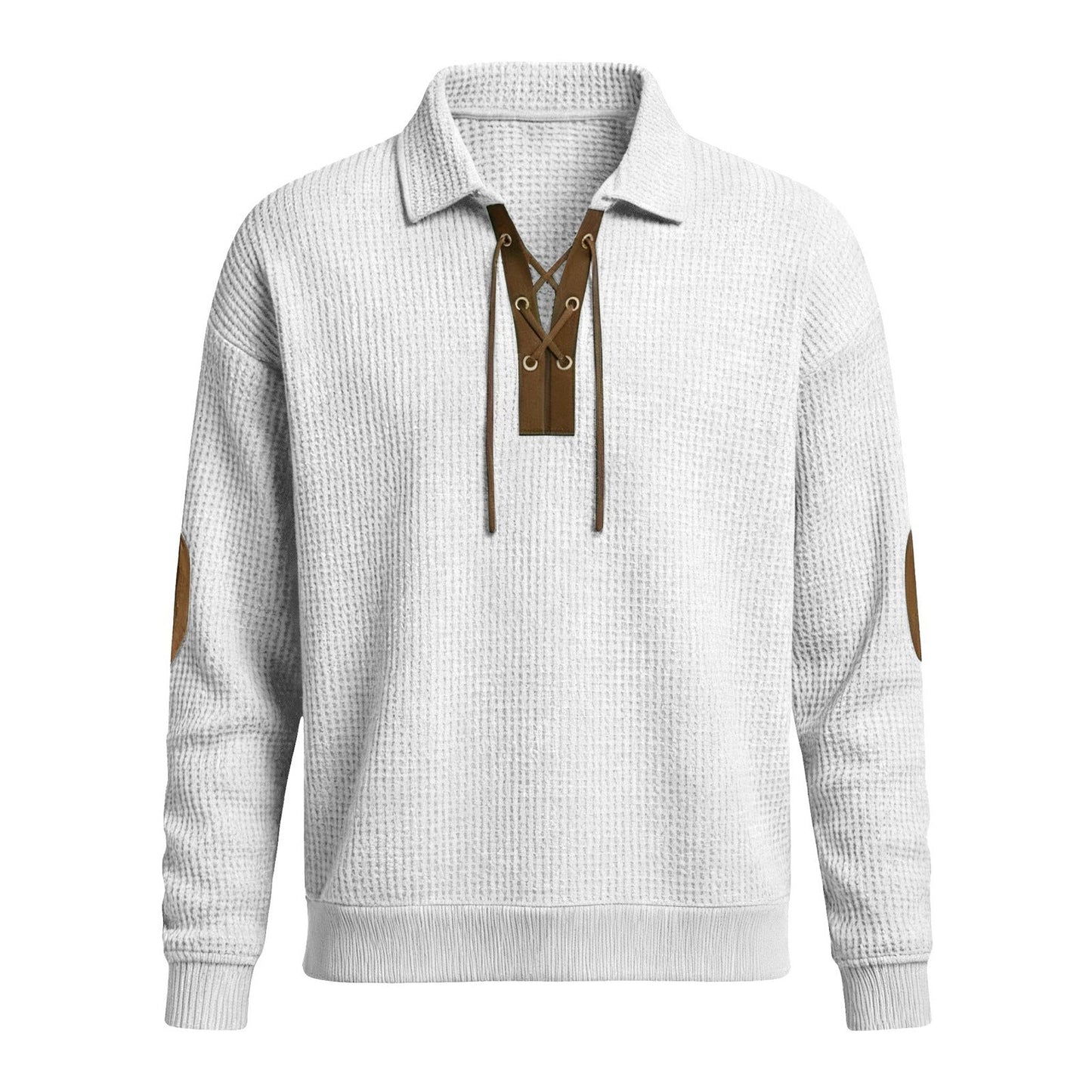 Mens Fashion Solid-Color Long-Sleeve Loose-Fit Sweatshirt