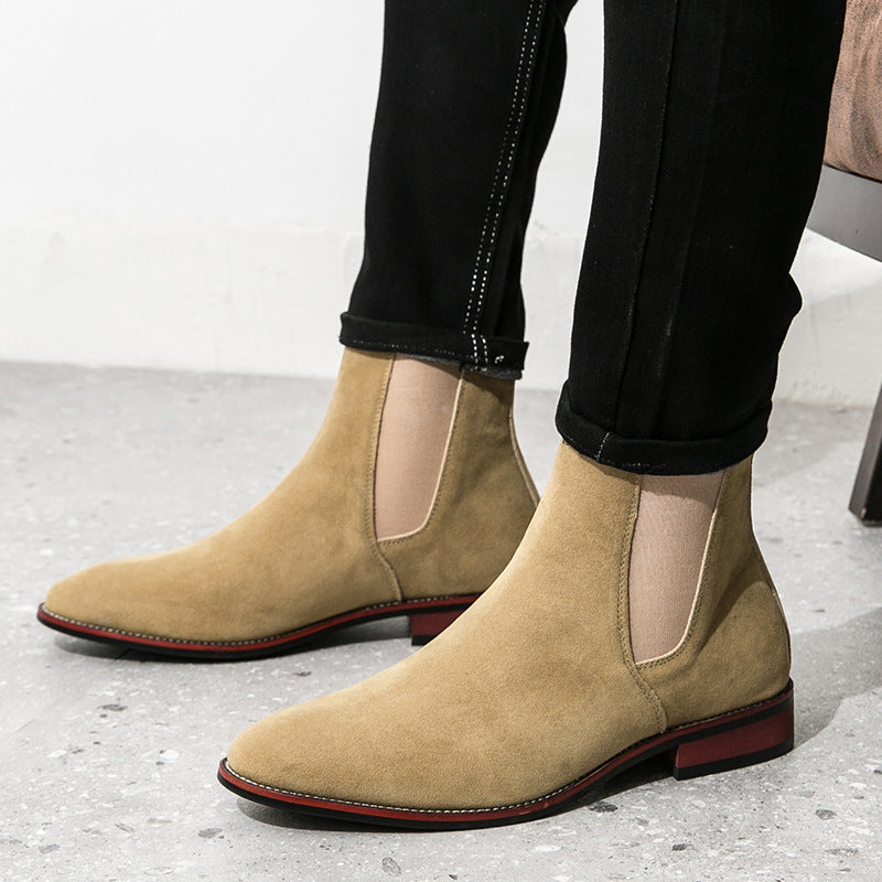 Short Suede Chelsea High Top Ankle Boots