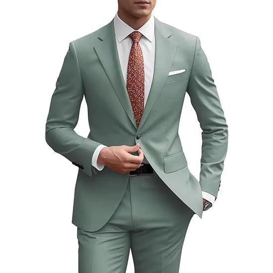 Mens Korean-style Slim-fit Two-piece Suit