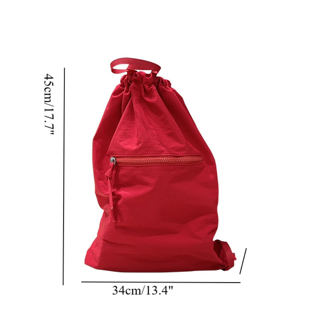 Casual bag women's summer large capacity bundle bucket bag, drawstring fabric backpack unisex, nylon backpack purse lightweight