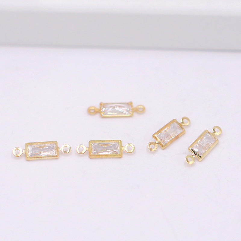 Geometric Zircon Bezel Set Pendant - Gold Plated Color Retention Charm for DIY Earring Jewelry Making Accessories