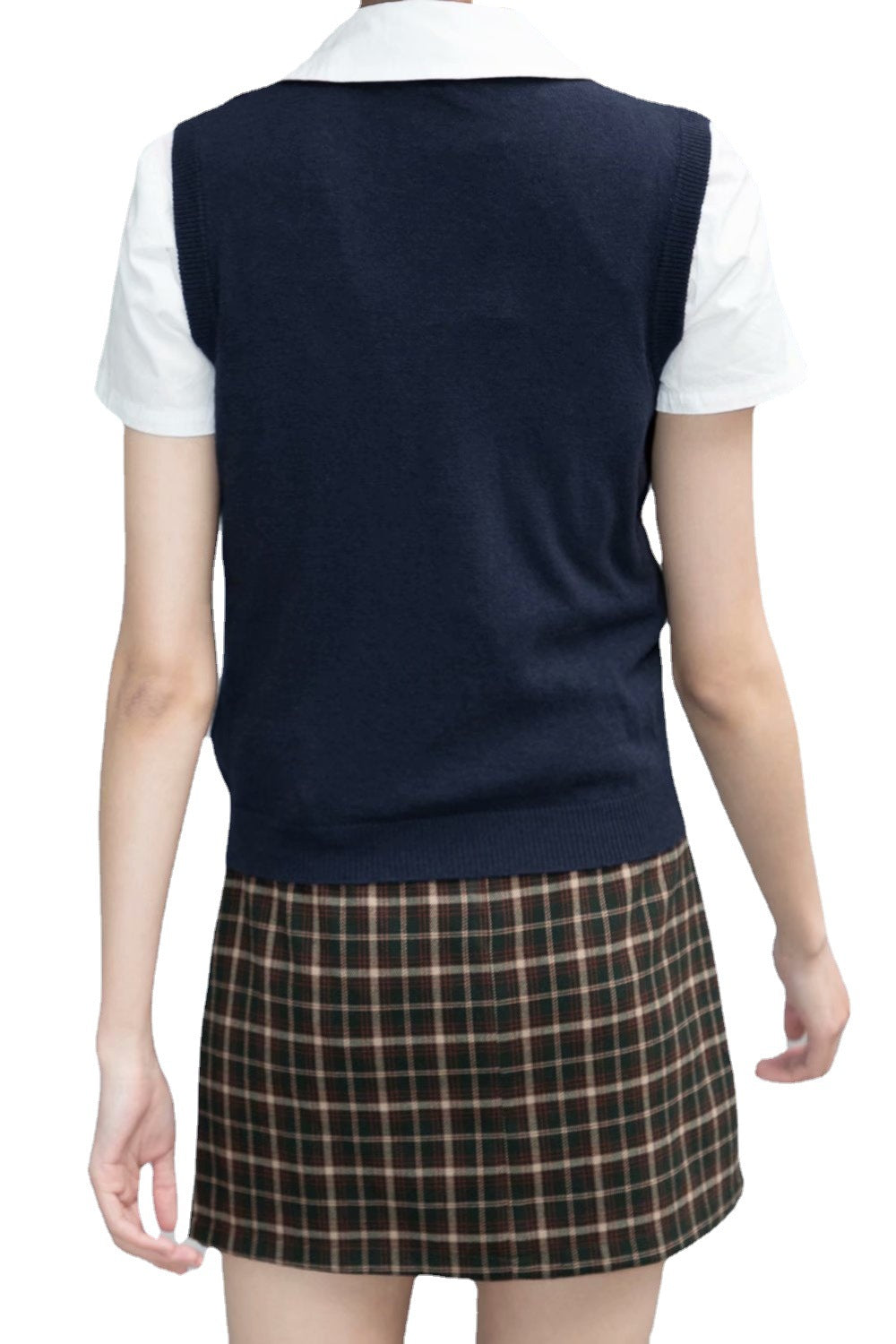 Retro Preppy Style Versatile Diamond-Check BM Knitted Vest
