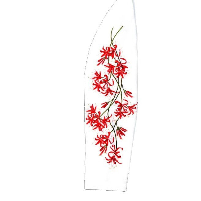 Mens Relaxed-fit Crew-neck Floral-embroidered Long-sleeve Top