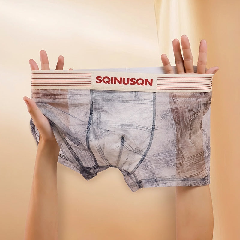 Mens Ice Silk Mesh Underwear Antibacterial And Breathable Boxer Briefs