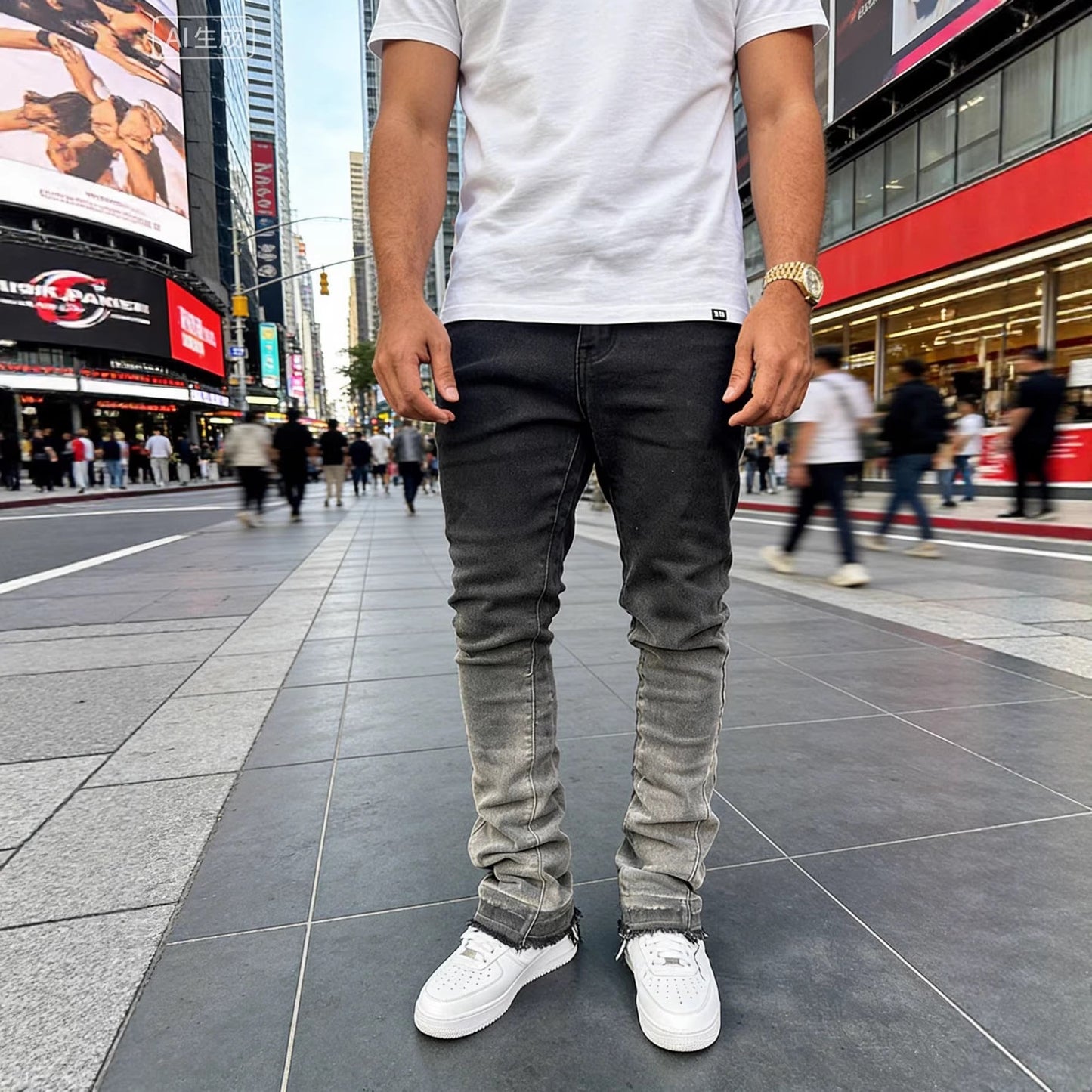 High-Street Gradient-Washed Mens Jeans