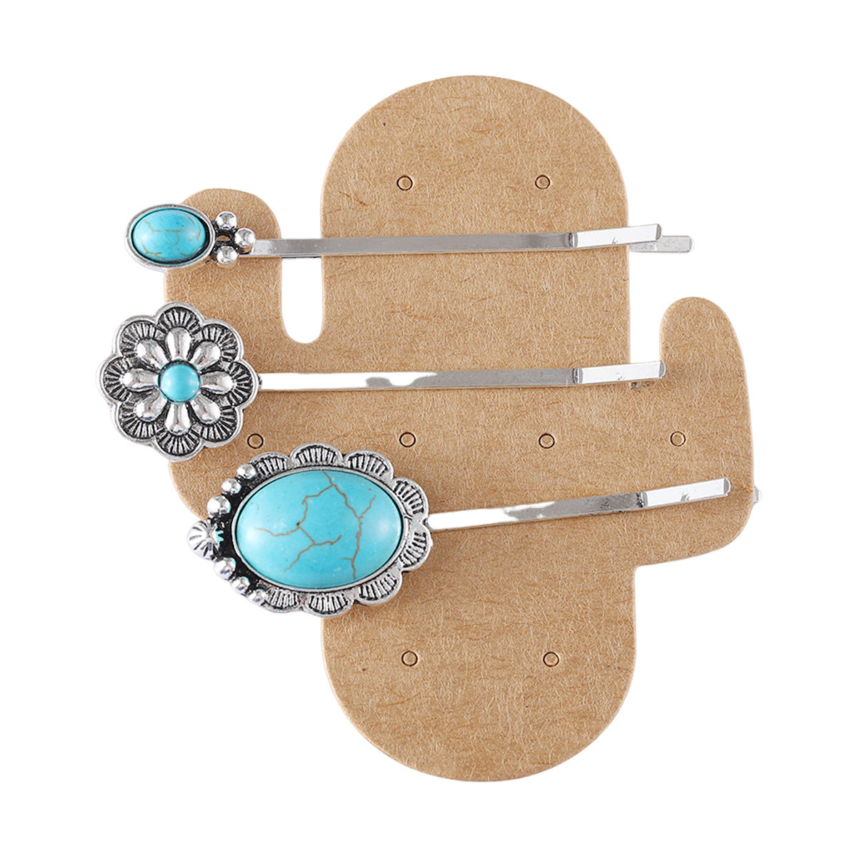 Bohemian Style Turquoise-encrusted Bobby Pin Hair Clip Set, A Popular