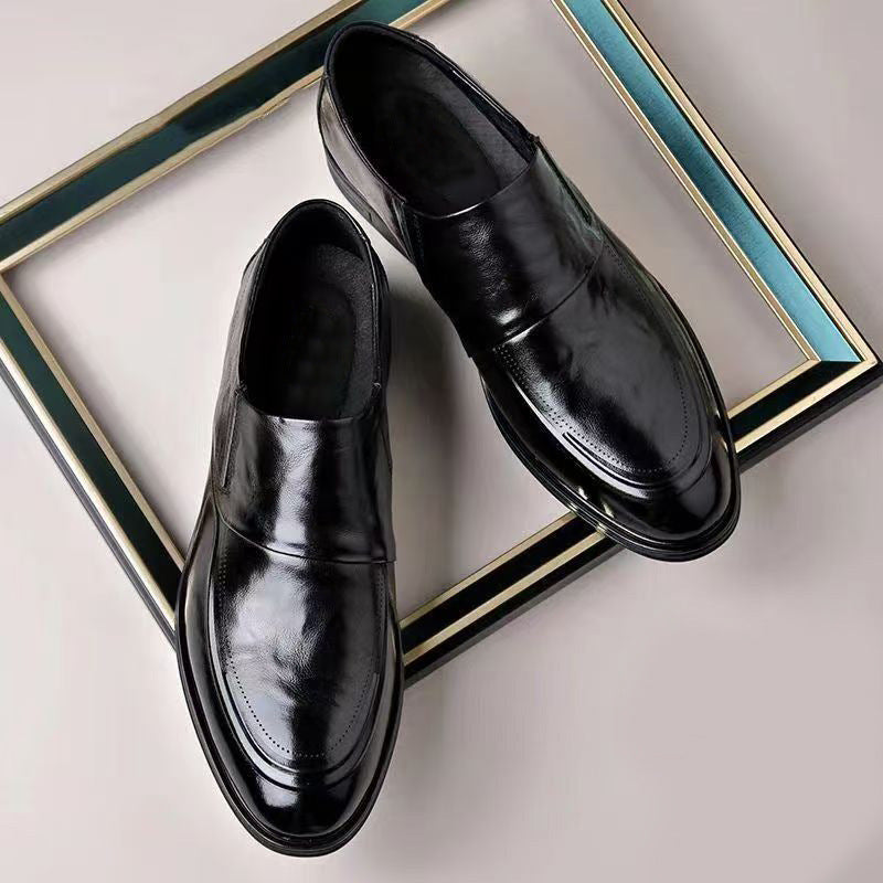 Business Formal Wear Soft Leather Soft Bottom Pointed Wedding Bridegroom Slip-on Suit Shoes