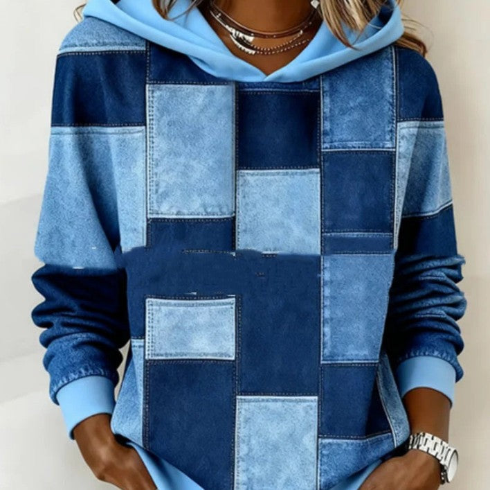 Womens 3D Digital-Print Pullover Hoodie