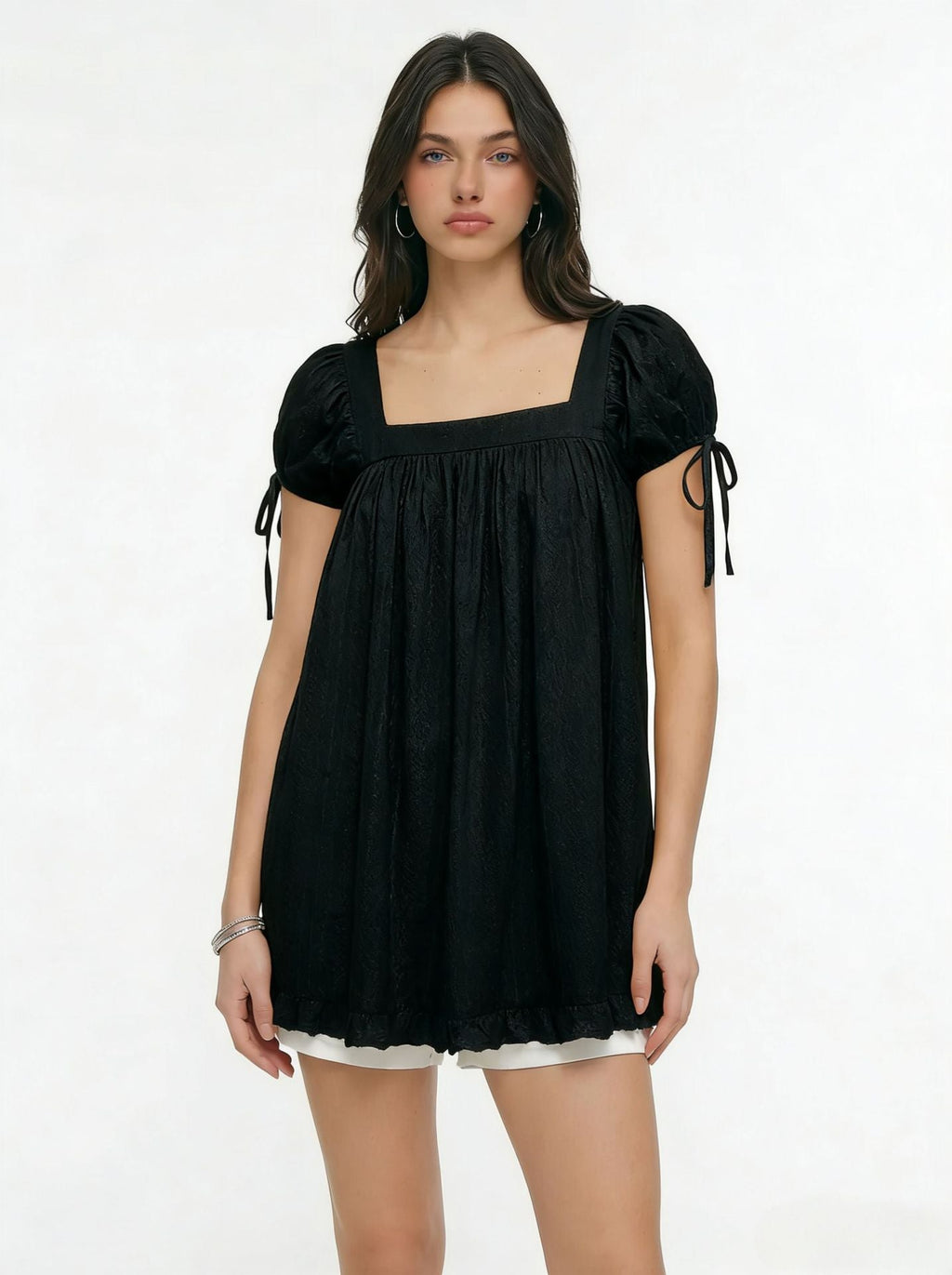 Casual Square Collar Ruffled Short-sleeved Shirt