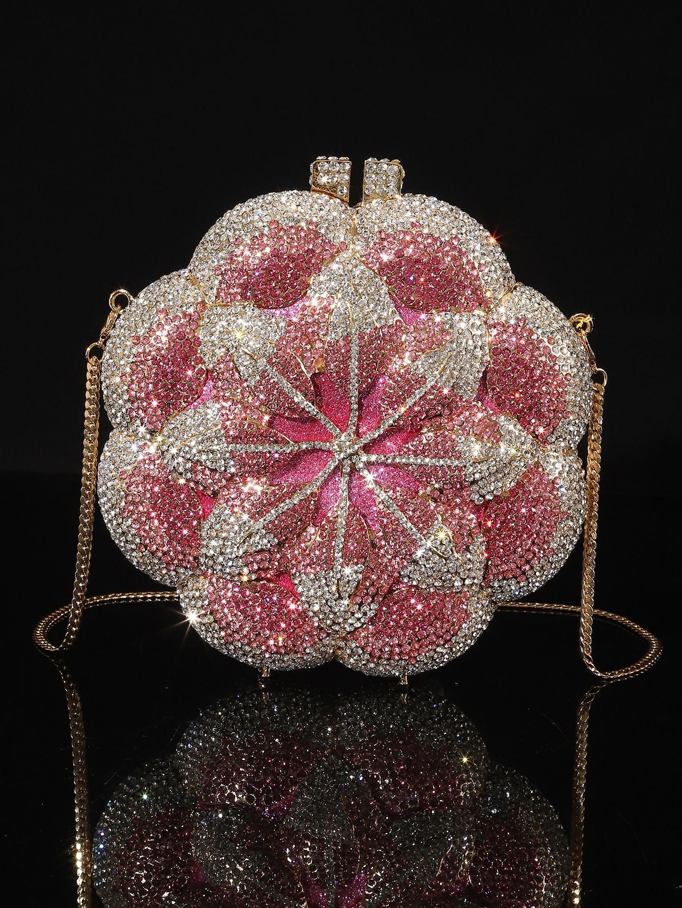 High-end Luxurious Heavy-Embroidered Shiny Champagne Bottle Rhinestone Evening Bag