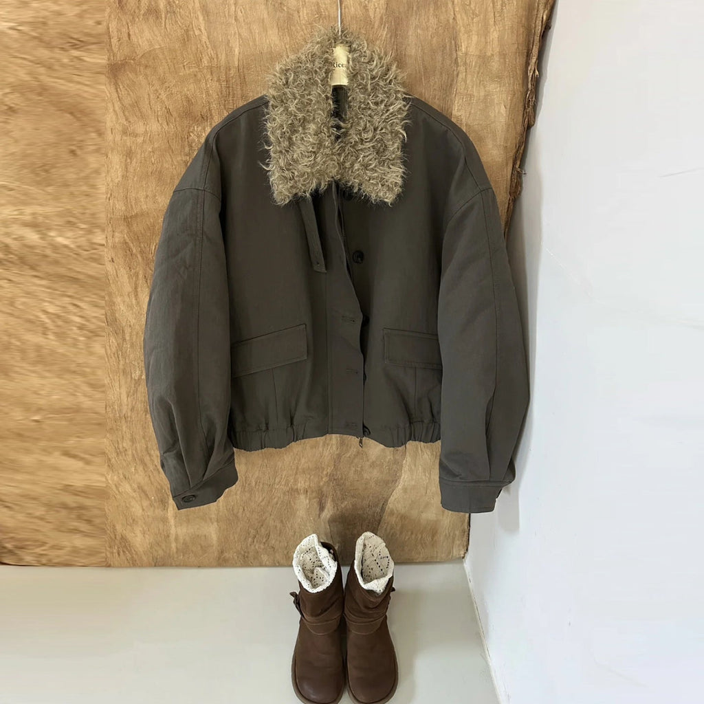 Women's Retro Warm Fur Collar Jacket