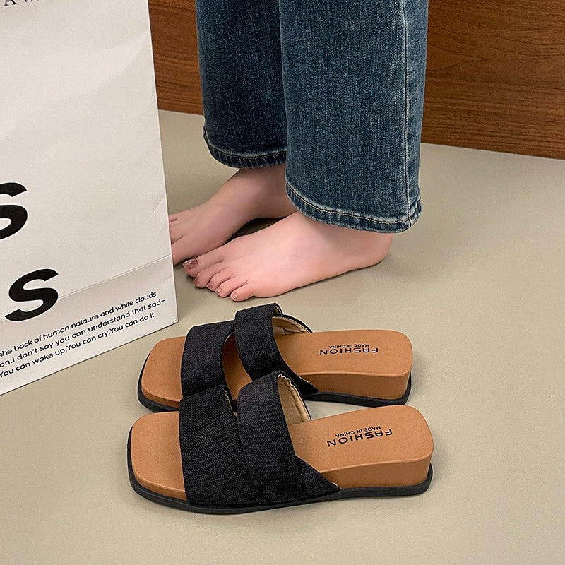 Women's Wedge Slide Sandals, 2026 New Summer Cross Strap Flat Slippers, Comfortable Non-tired Feet Dress Sandals For Outdoor Wear