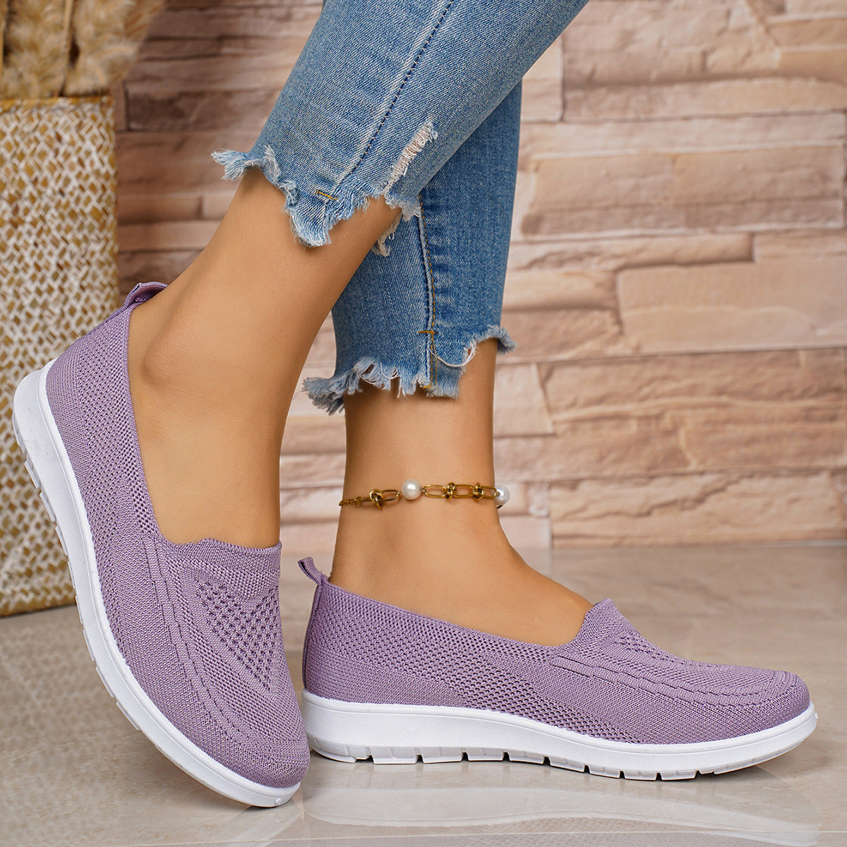 Flyknit Shoes Casual Loafers Foreign Trade  Soft Soles