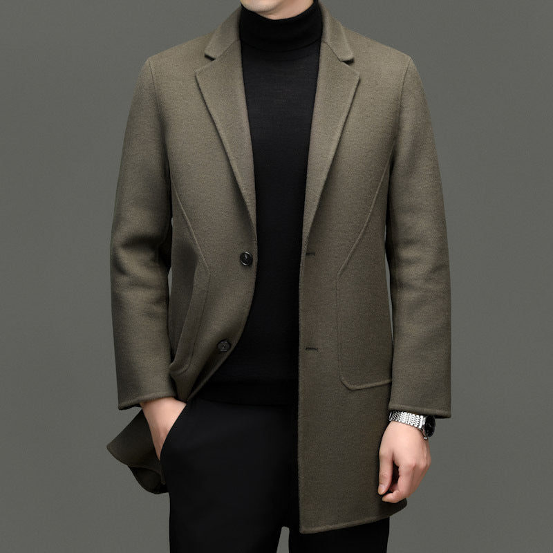 Men's Mid-Length Double-Faced Wool Coat