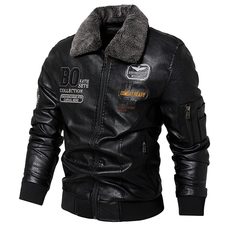 Foreign Trade New Men's Casual Fashion Leather Slim Fit Leather Jacket Coat