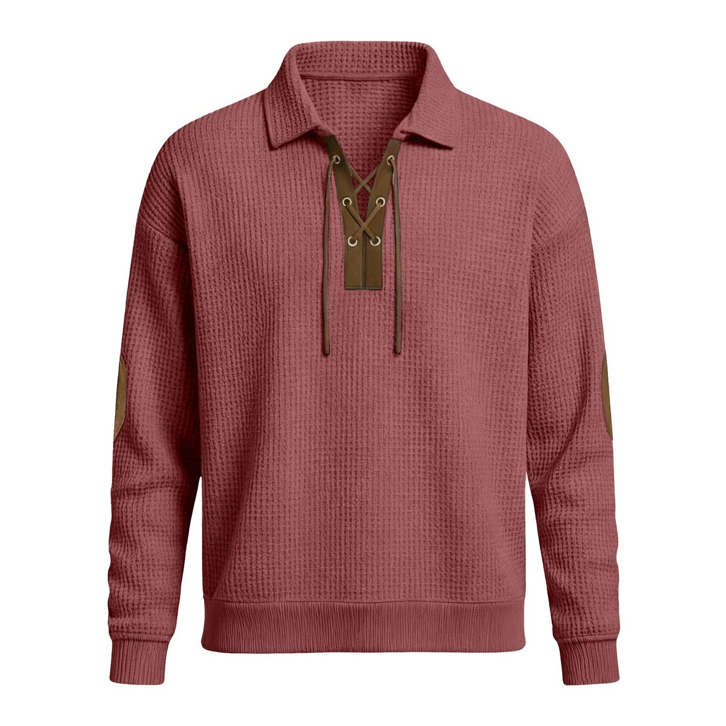 Mens Fashion Solid-Color Long-Sleeve Loose-Fit Sweatshirt