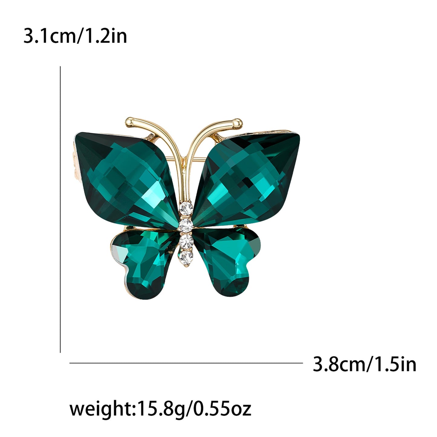 Fashionable Diamond-Encrusted Small Crystal Glass Butterfly Brooch