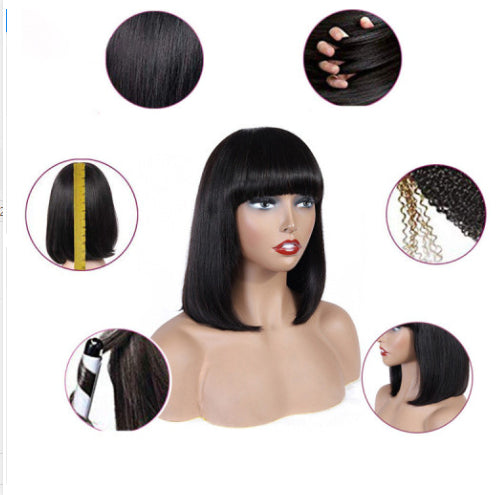 Human Hair Bob Wig Headgear Woven Top Heart Is Natural And Realistic