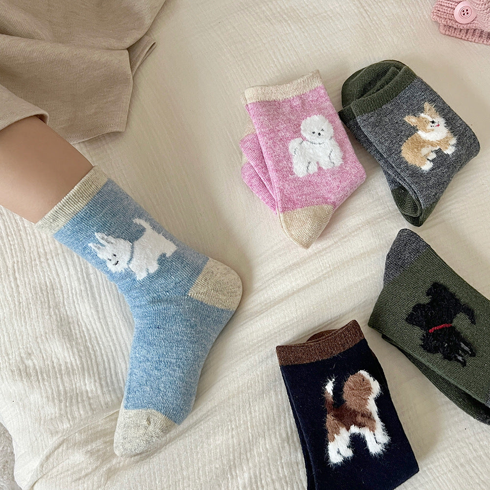 Thickened Contrast Color Mid-calf Wool Socks