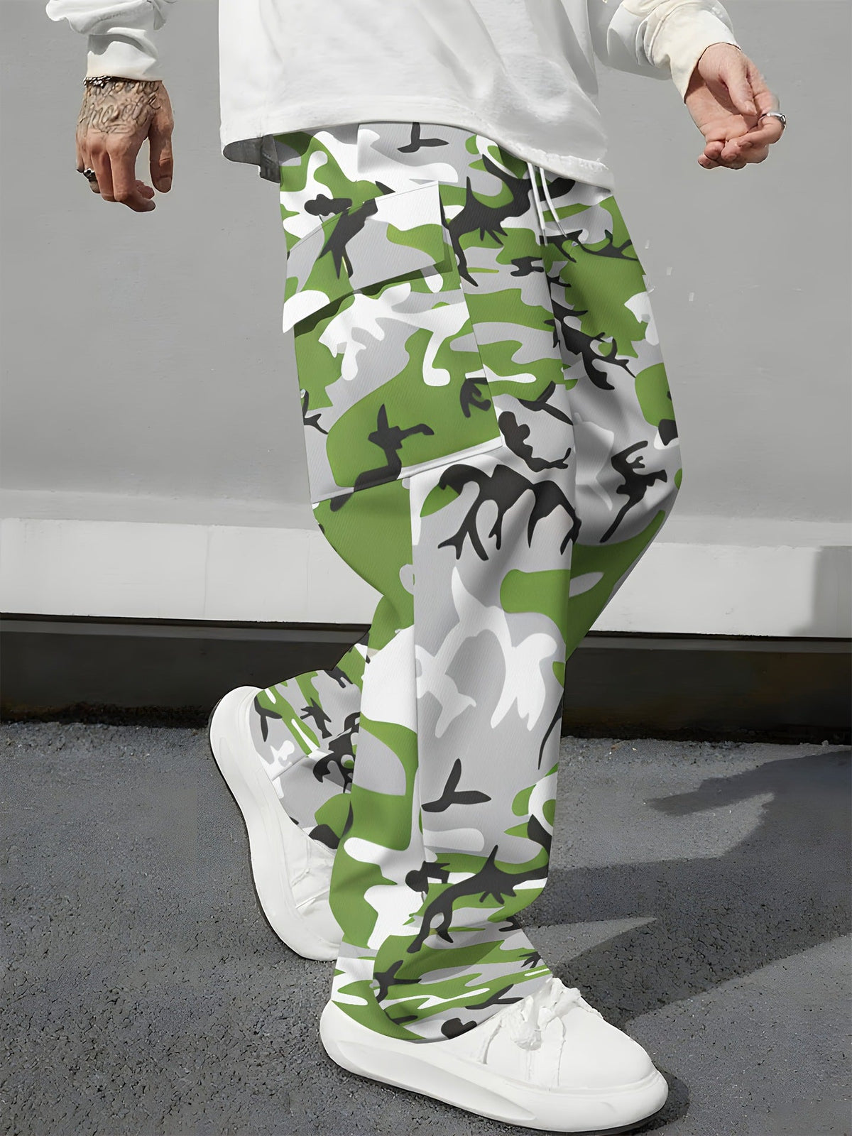Pink Camo Cargo Pants Printed Design Trendy Casual Loose-Fit Versatile And Breathable Trousers