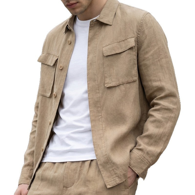 Early Autumn New Arrival Mens Solid-Colored Lapel Jacket With Pocket