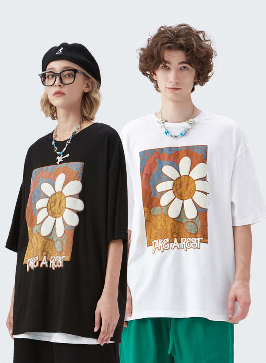 T-shirt marguerite motif couleur