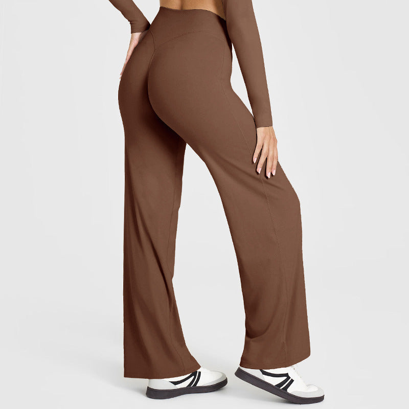 Loose Straight-leg Yoga Pants That Create A Slimming High-waisted Look