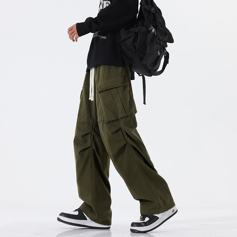 Men's Retro Pleated Straight-Leg Casual Overalls