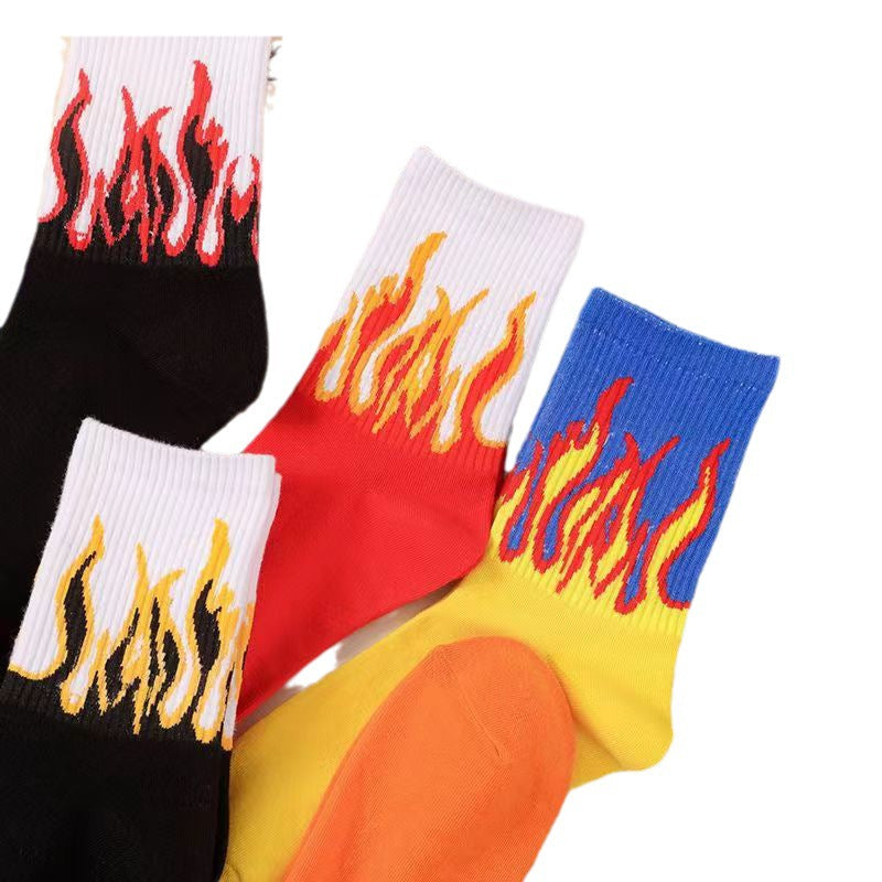 Best-selling Street-style Influencer Fashion Brand Flame-patterned Mid-calf Socks