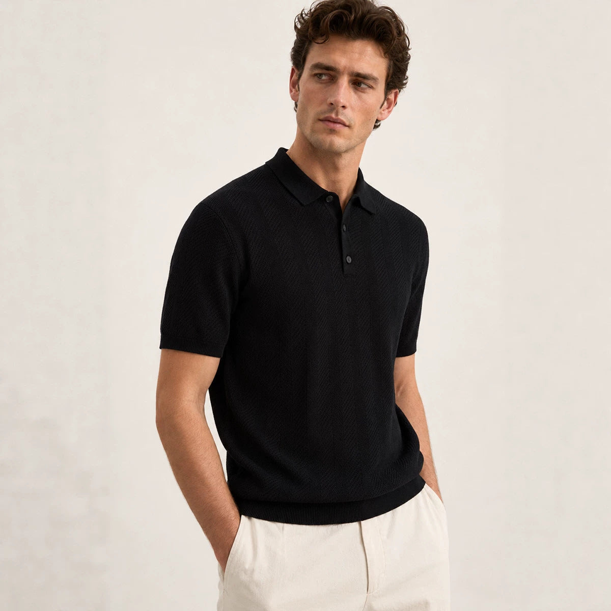 Casual Knitted Short-sleeve Mens Polo Shirt