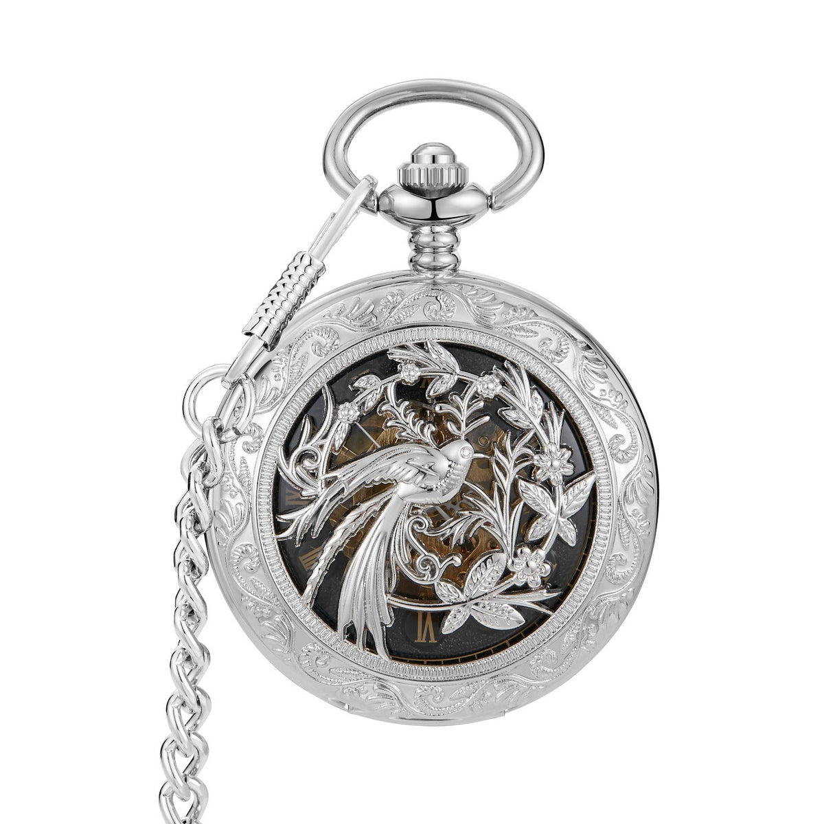 Roman-style Semi-automatic Mechanical Pocket Watch