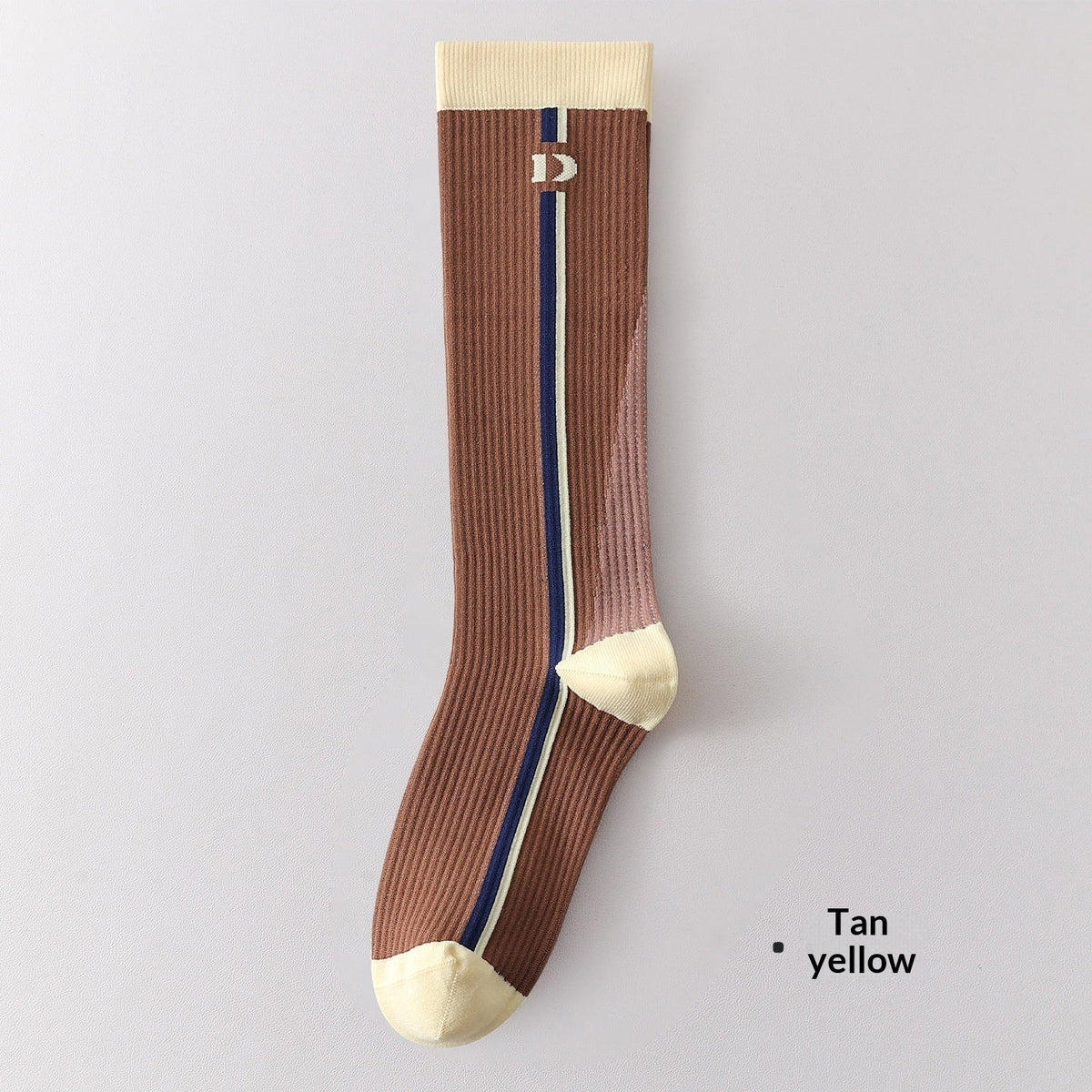 Womens Gradient-compression Calf Socks With Color-block Stripes