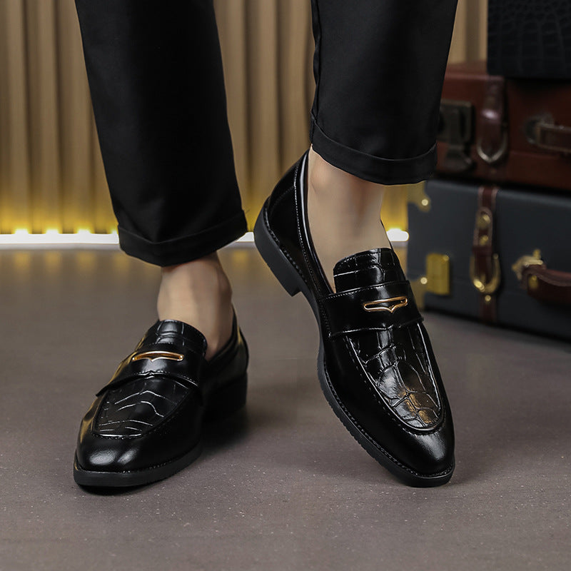 Large Size Men's Slip-on Pointed Leather Shoes Formal Wear Business Casual